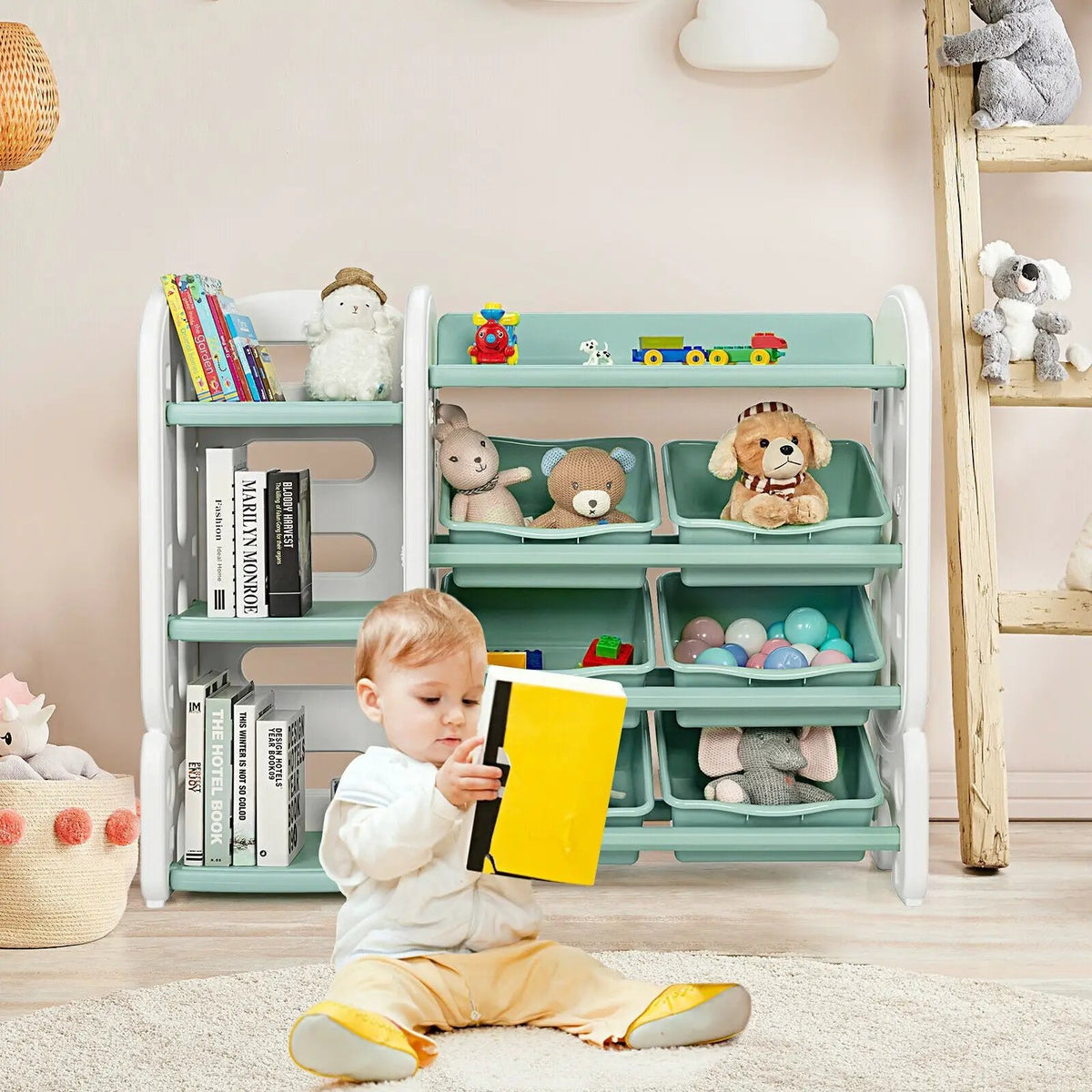 Kids Toy Storage Organizer with Bins and Multi-Layer Shelf for Bedroom Playroom, photo 10 of 16