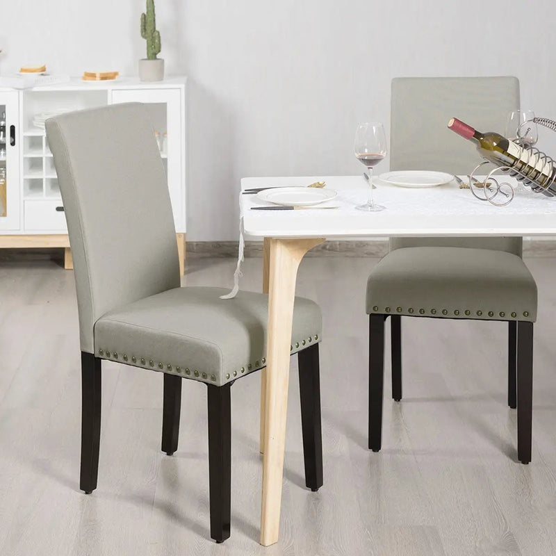 Set of 2 Fabric Upholstered Dining Chairs with Nailhead by DirectDeals