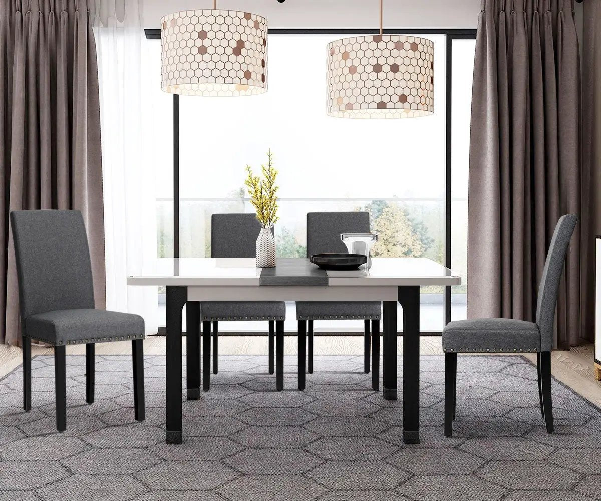 Set of 2 Fabric Upholstered Dining Chairs with Nailhead by DirectDeals