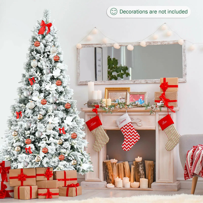 7 Feet Snow Flocked Christmas Tree with Poinsettia Flowers by DirectDeals