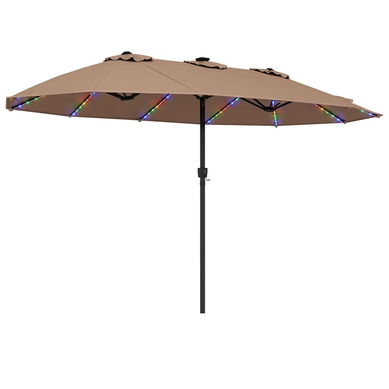 15.5 ft Patio Umbrella with Solar LED Lights & Crank by DirectDeals