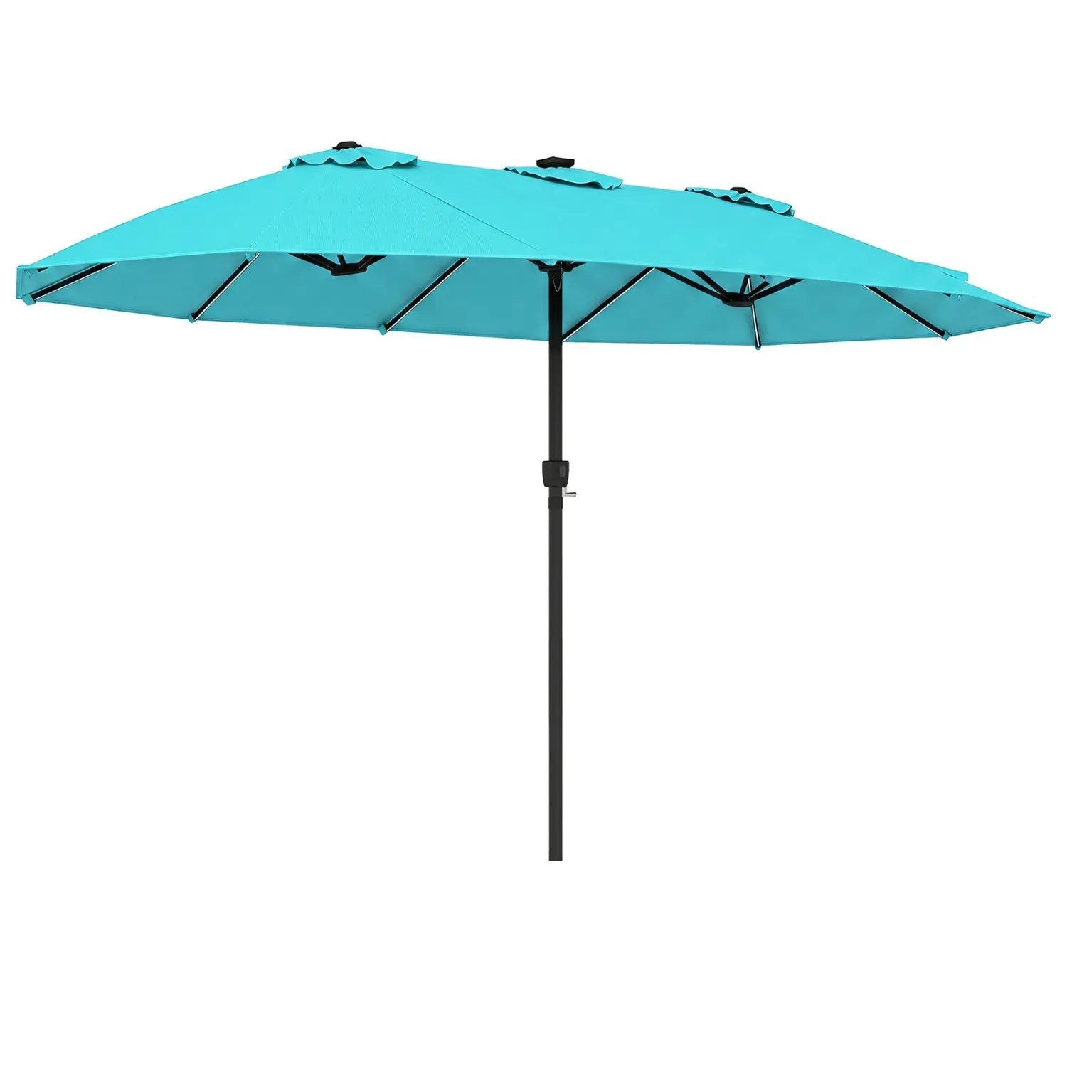 15.5 ft Patio Umbrella with Solar LED Lights & Crank by DirectDeals