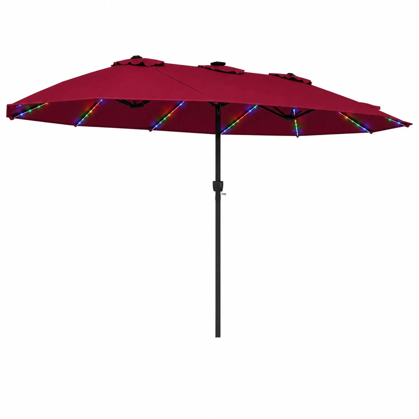 15.5 ft Patio Umbrella with Solar LED Lights & Crank by DirectDeals