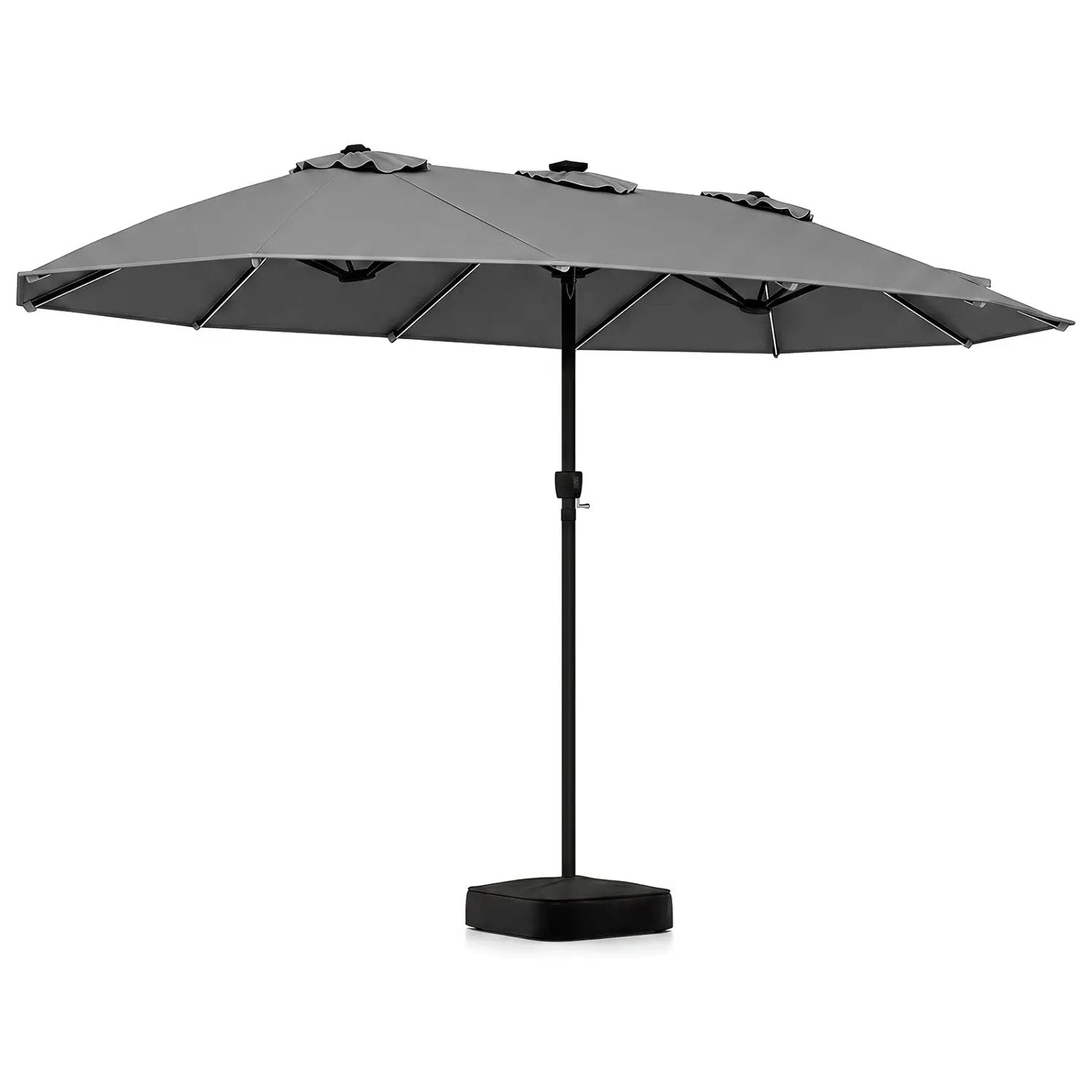 15.5 ft Patio Umbrella with Solar LED Lights and Base by DirectDeals