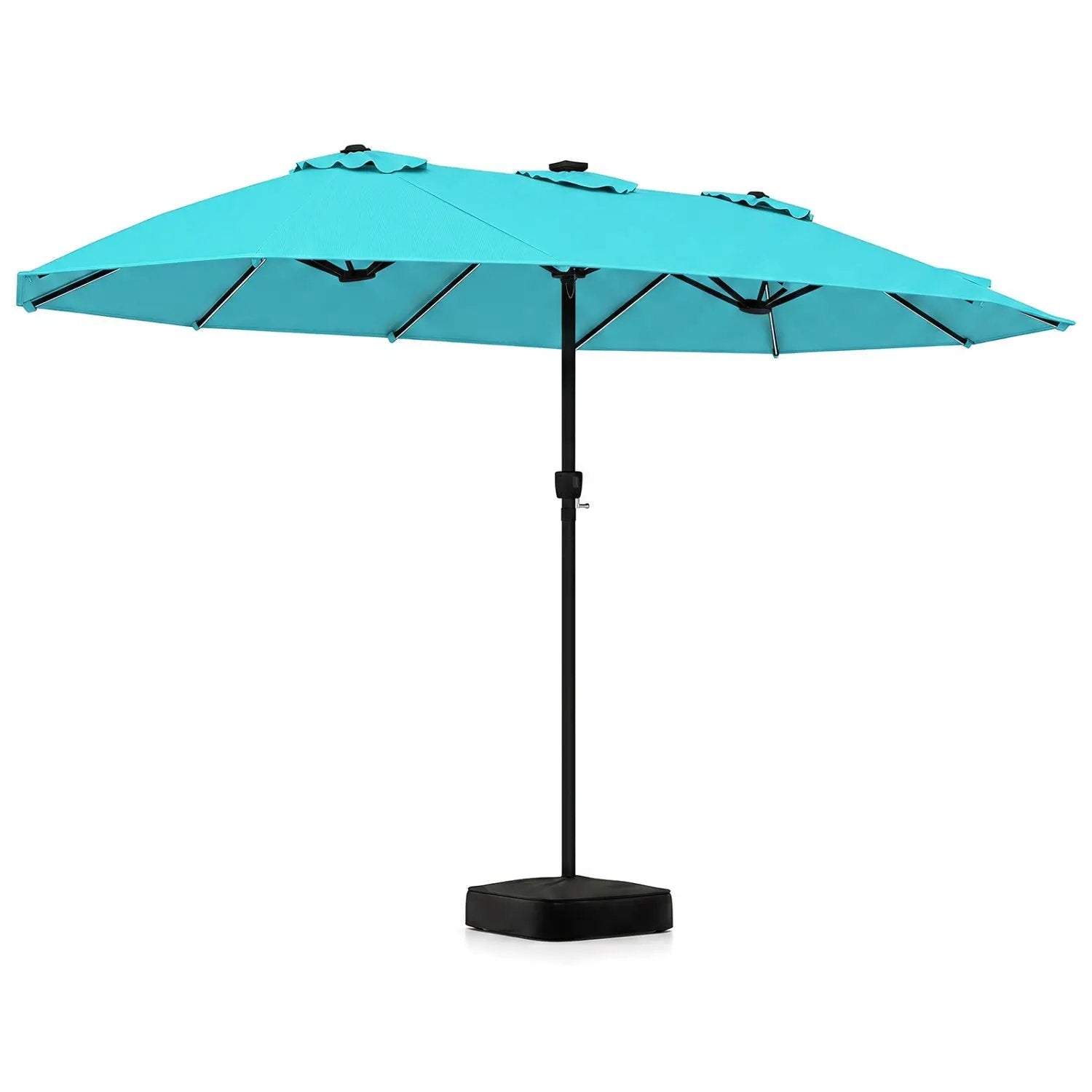 15.5 ft Patio Umbrella with Solar LED Lights and Base by DirectDeals
