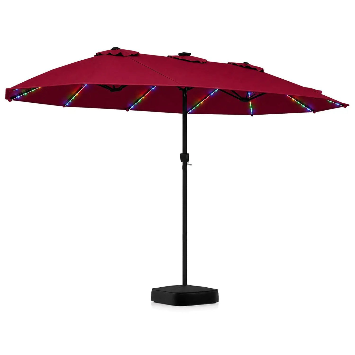 15.5 ft Patio Umbrella with Solar LED Lights and Base by DirectDeals