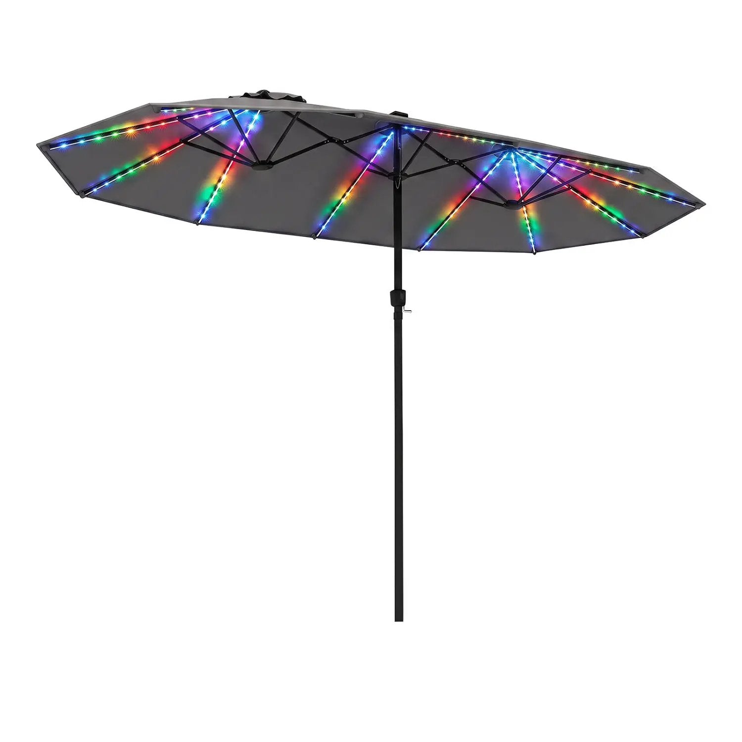 Patio Umbrella 15.5ft with Solar LED Lights and Crank by DirectDeals