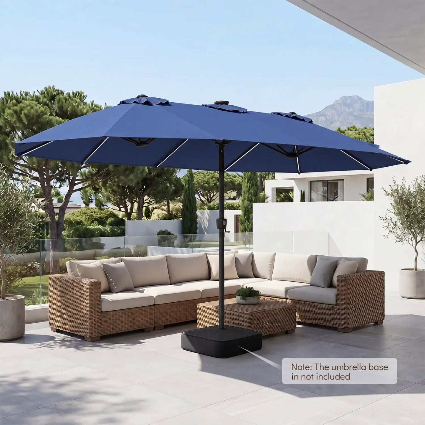 Patio Umbrella 15.5ft with Solar LED Lights and Crank by DirectDeals