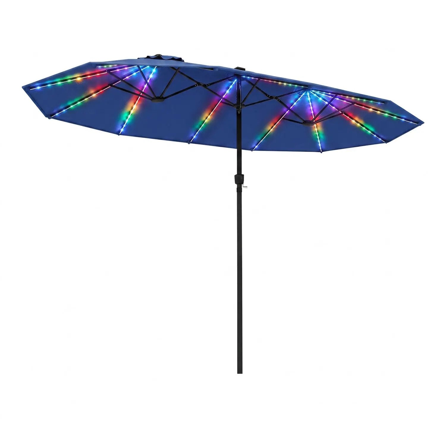 Patio Umbrella 15.5ft with Solar LED Lights and Crank by DirectDeals