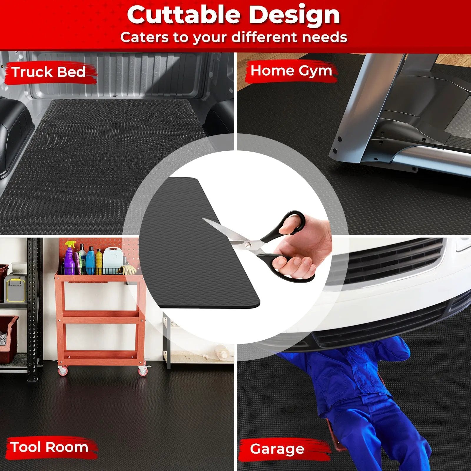 15.5 x 7.7 FT Garage Tool Mats 7 mm Thickened PE Mechanic Pads Pack of 4 by DirectDeals