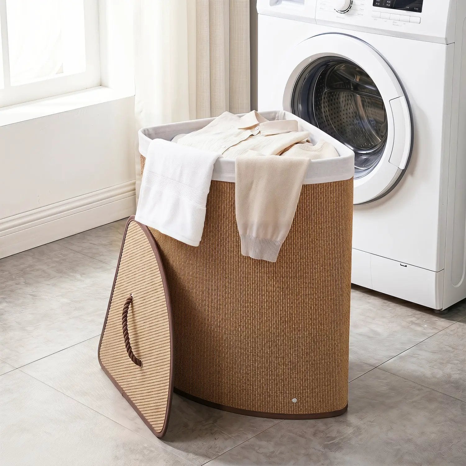 15 Gallon Bamboo Laundry Hamper with Removable Liner by DirectDeals