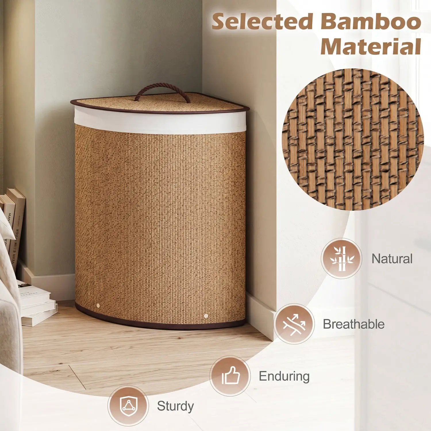 15 Gallon Bamboo Laundry Hamper with Removable Liner by DirectDeals