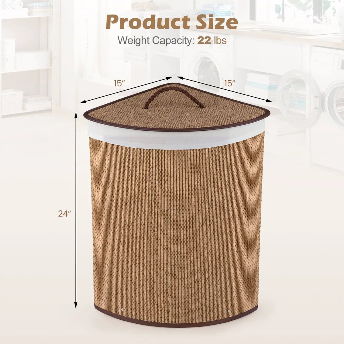 15 Gallon Bamboo Laundry Hamper with Removable Liner, photo 5 of 24