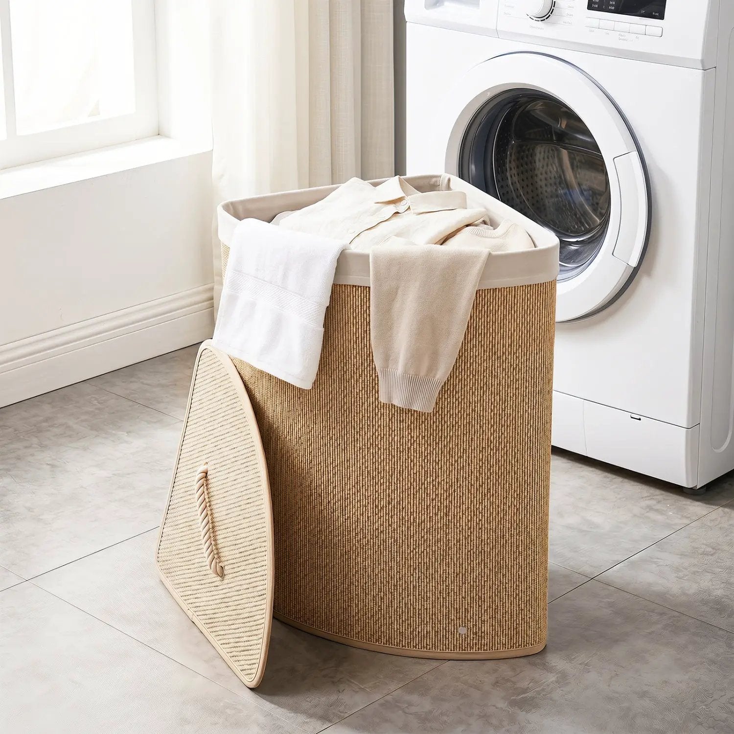 15 Gallon Bamboo Laundry Hamper with Removable Liner by DirectDeals