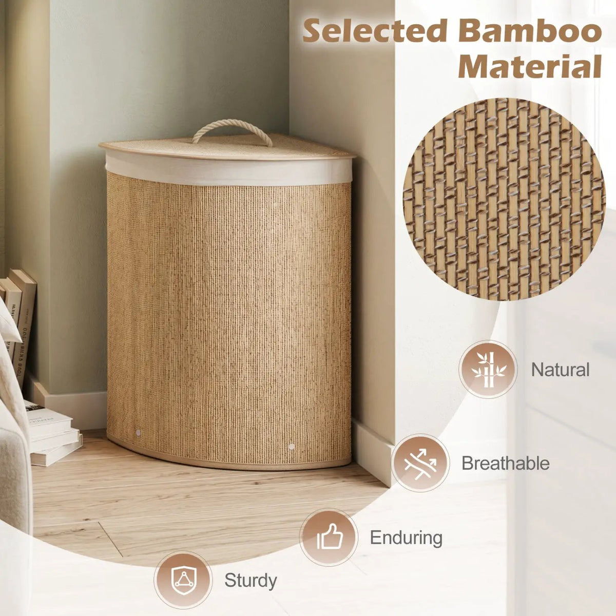 15 Gallon Bamboo Laundry Hamper with Removable Liner, photo 14 of 24