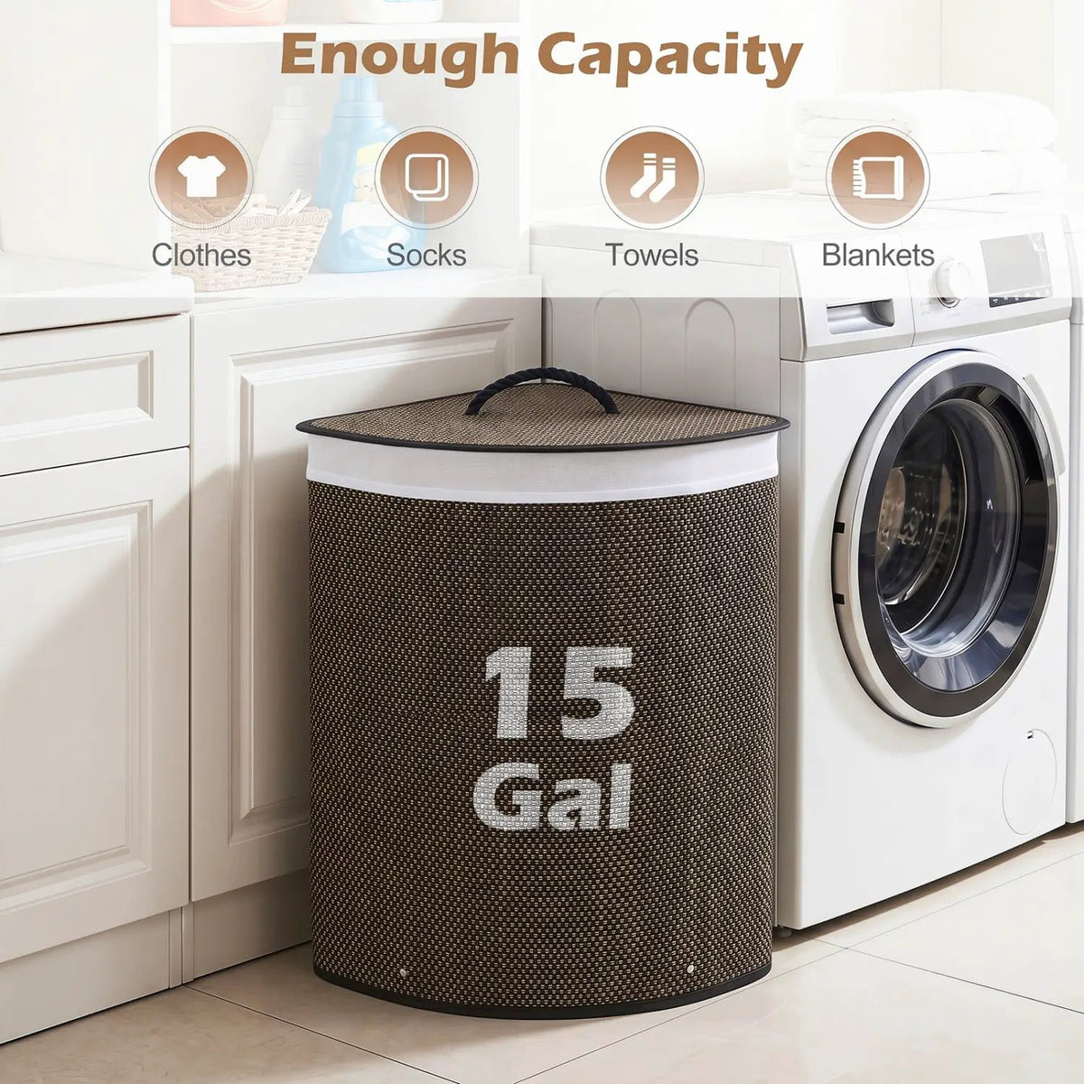 15 Gallon Bamboo Laundry Hamper with Removable Liner, photo 23 of 24