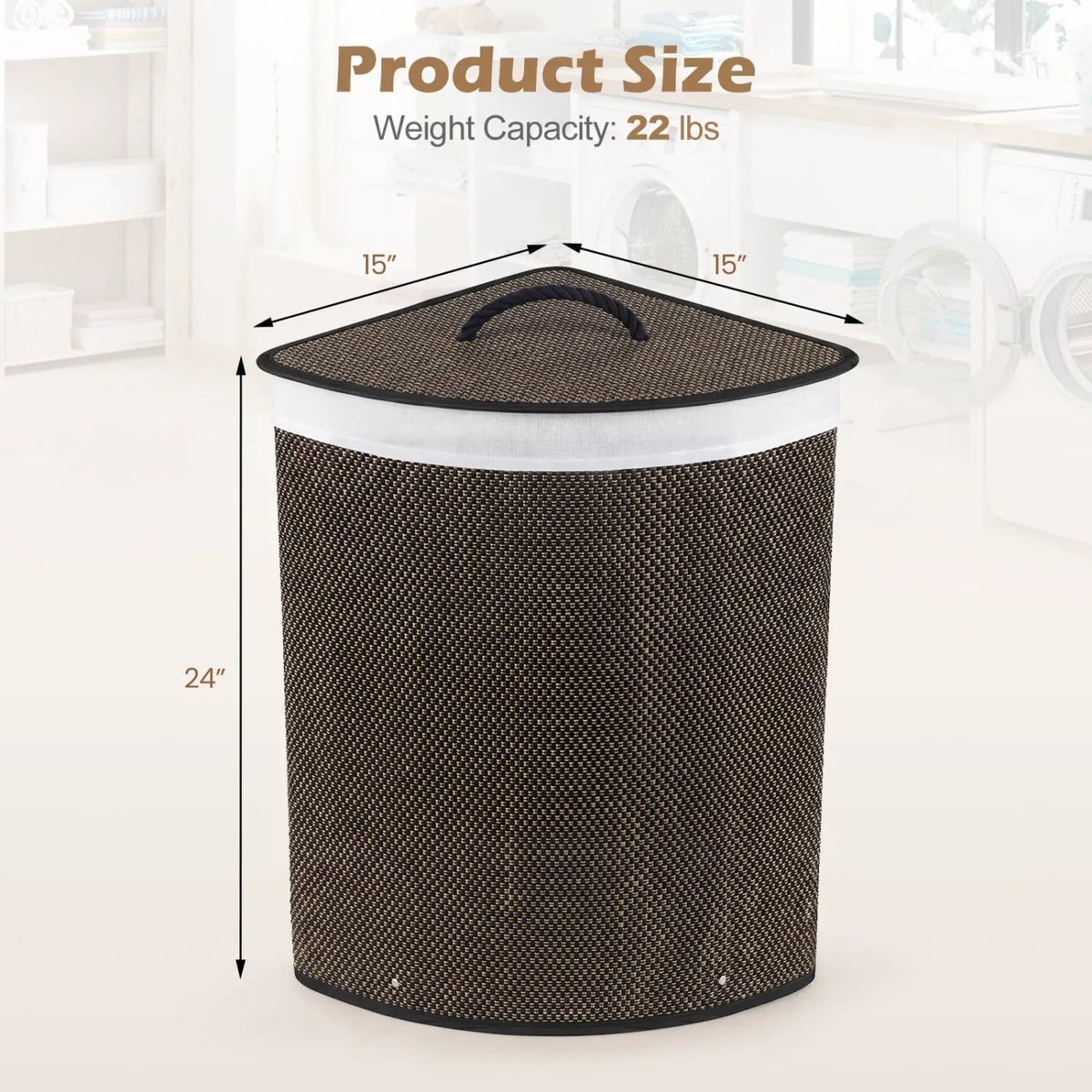 15 Gallon Bamboo Laundry Hamper with Removable Liner, photo 21 of 24