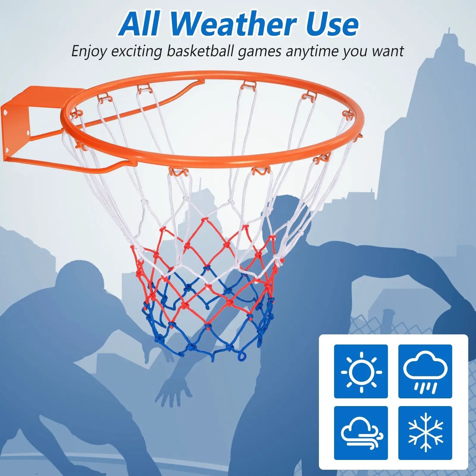 15 Inch Basketball Rim Goal Replacement with All Weather Net and Mounting Hardware by DirectDeals