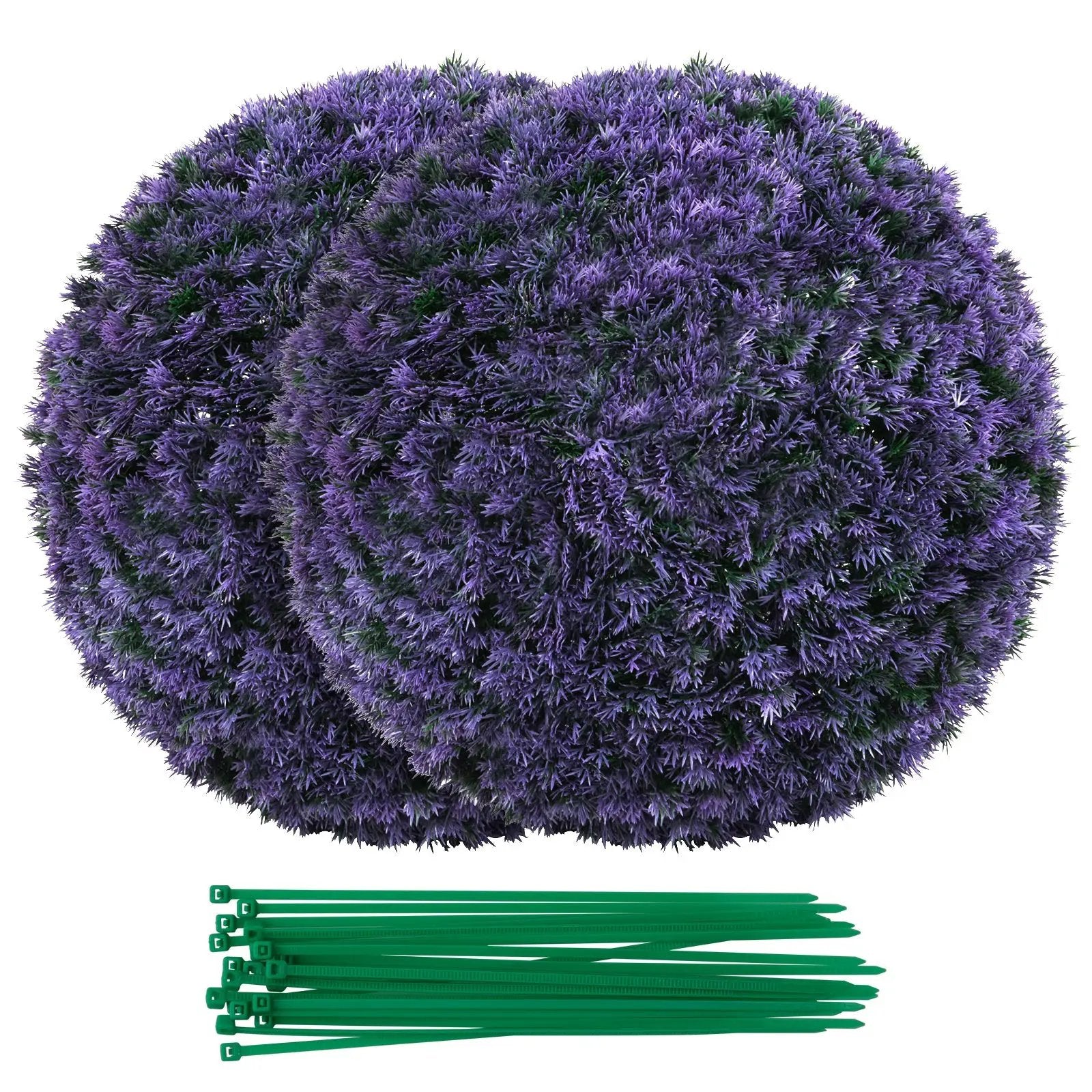 15 Inch Round Artificial Plant Boxwood Topiary Balls Set of 2 for Indoor Outdoor-Purple by DirectDeals