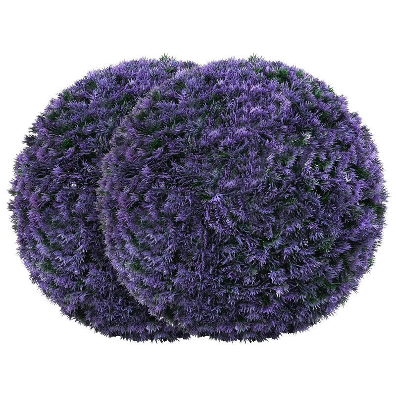15 Inch Round Artificial Plant Boxwood Topiary Balls Set of 2 for Indoor Outdoor-Purple by DirectDeals