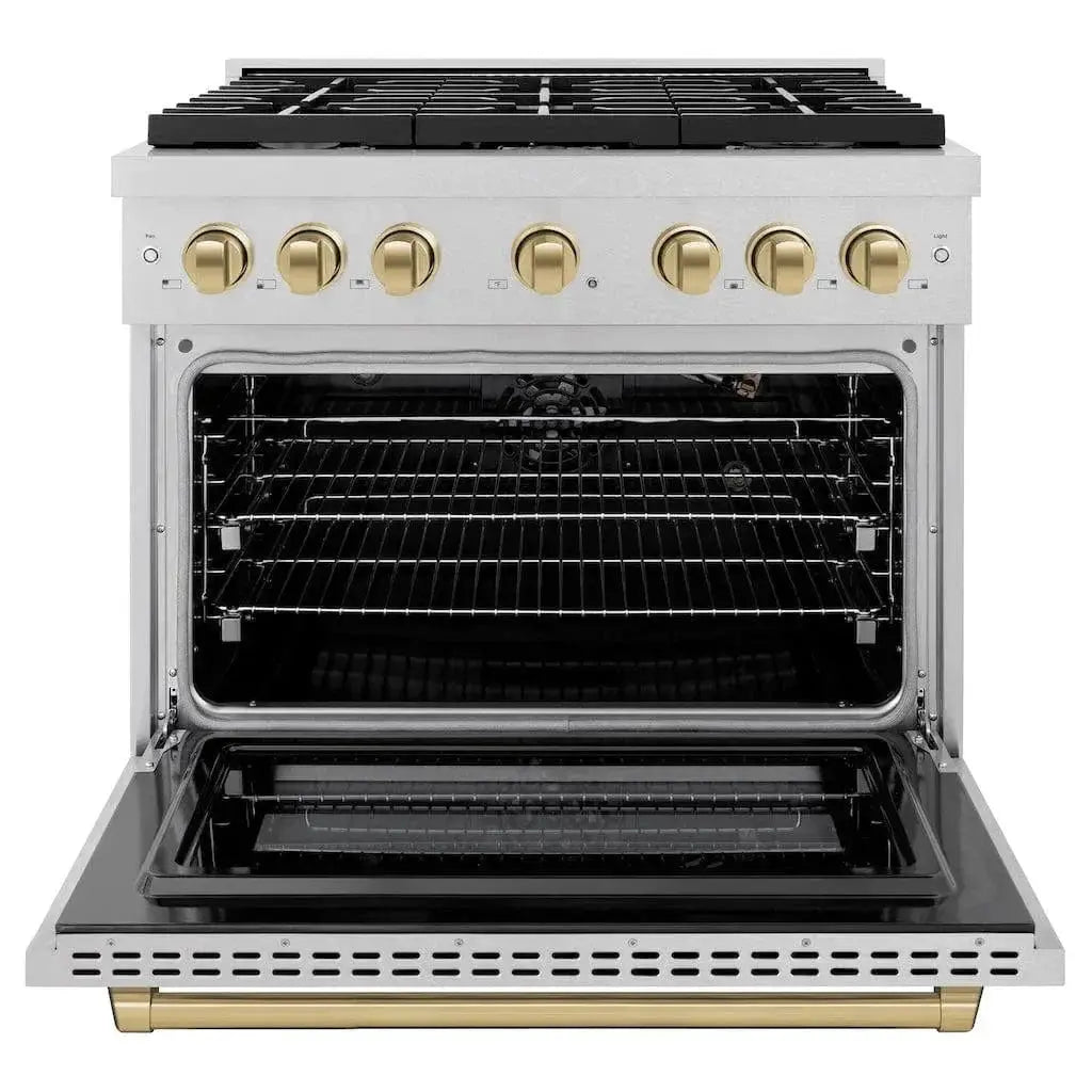 ZLINE 36 " Gas Range with Convection Oven Stainless Steel, Champagne Bronze , SGRSZ-36-CB by Farmhouse Kitchen and Bath
