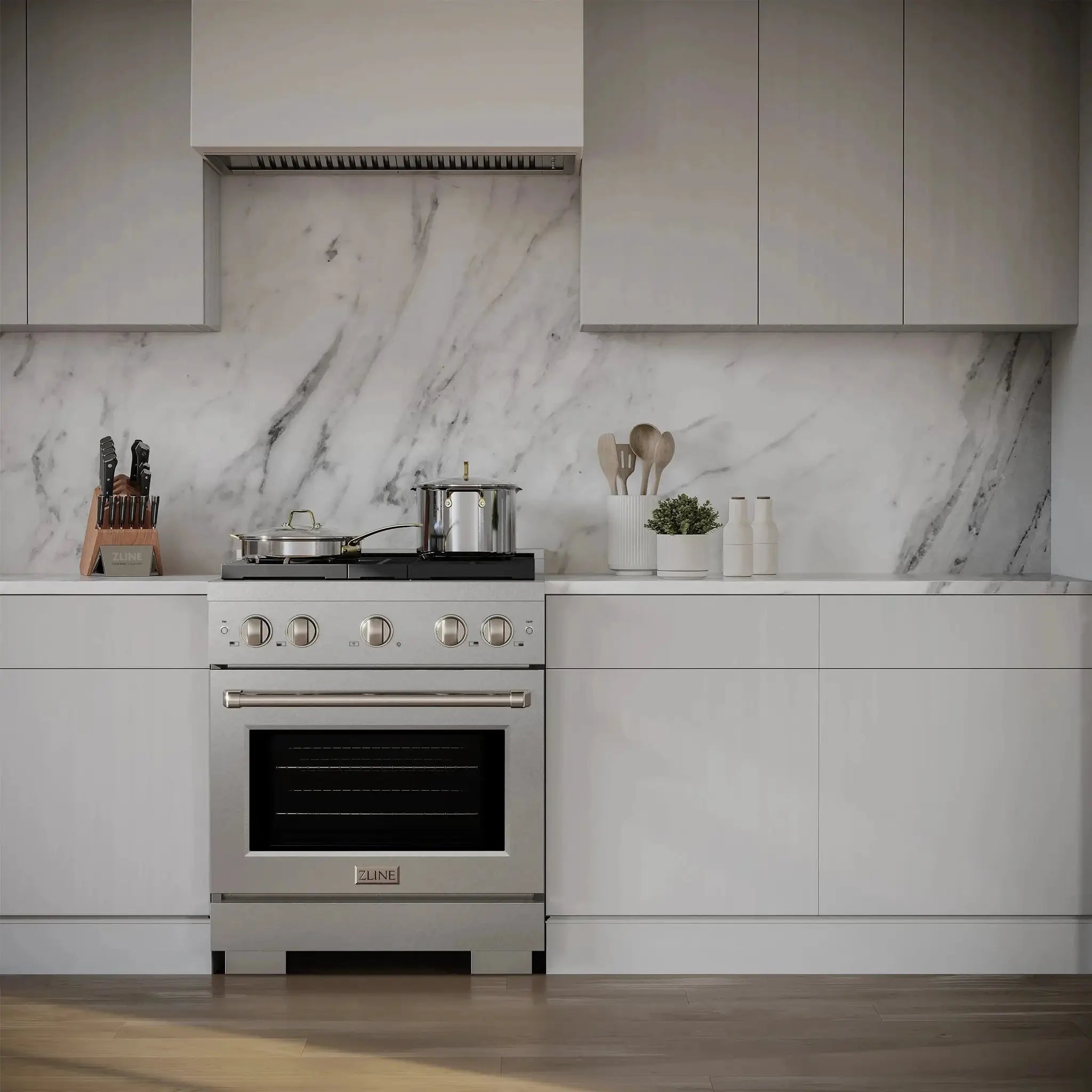 ZLINE 30"Paramount Dual Fuel Range DuraSnow® Stainless Steel SDRS-30 by Farmhouse Kitchen and Bath