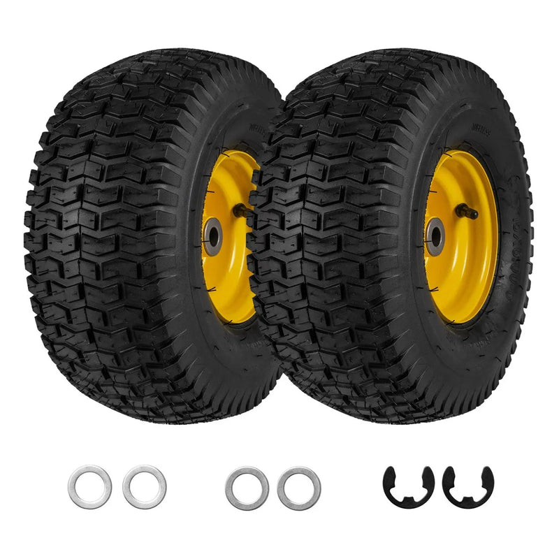 15 x 6.00-6 Tubeless Tires and Wheels 2 Pack 4 PR Tires-Yellow by DirectDeals