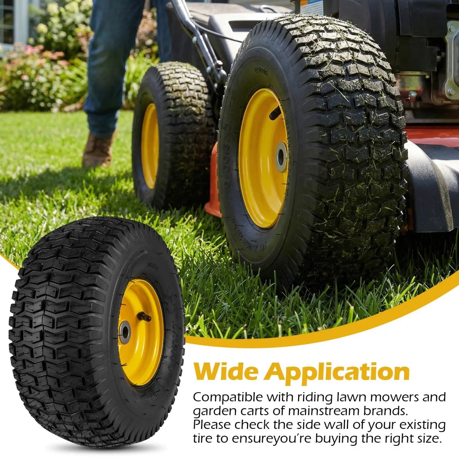 15 x 6.00-6 Tubeless Tires and Wheels 2 Pack 4 PR Tires-Yellow by DirectDeals