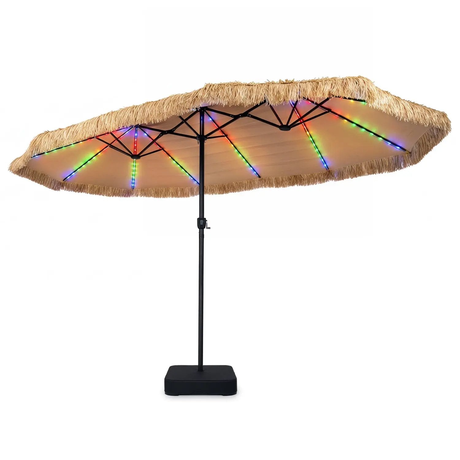 Double-Sided Patio Umbrella 15x9 ft with Solar LED Lights by DirectDeals