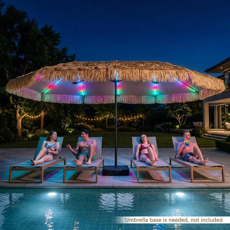 Double-Sided Patio Umbrella 15x9 ft with Solar LED Lights by DirectDeals