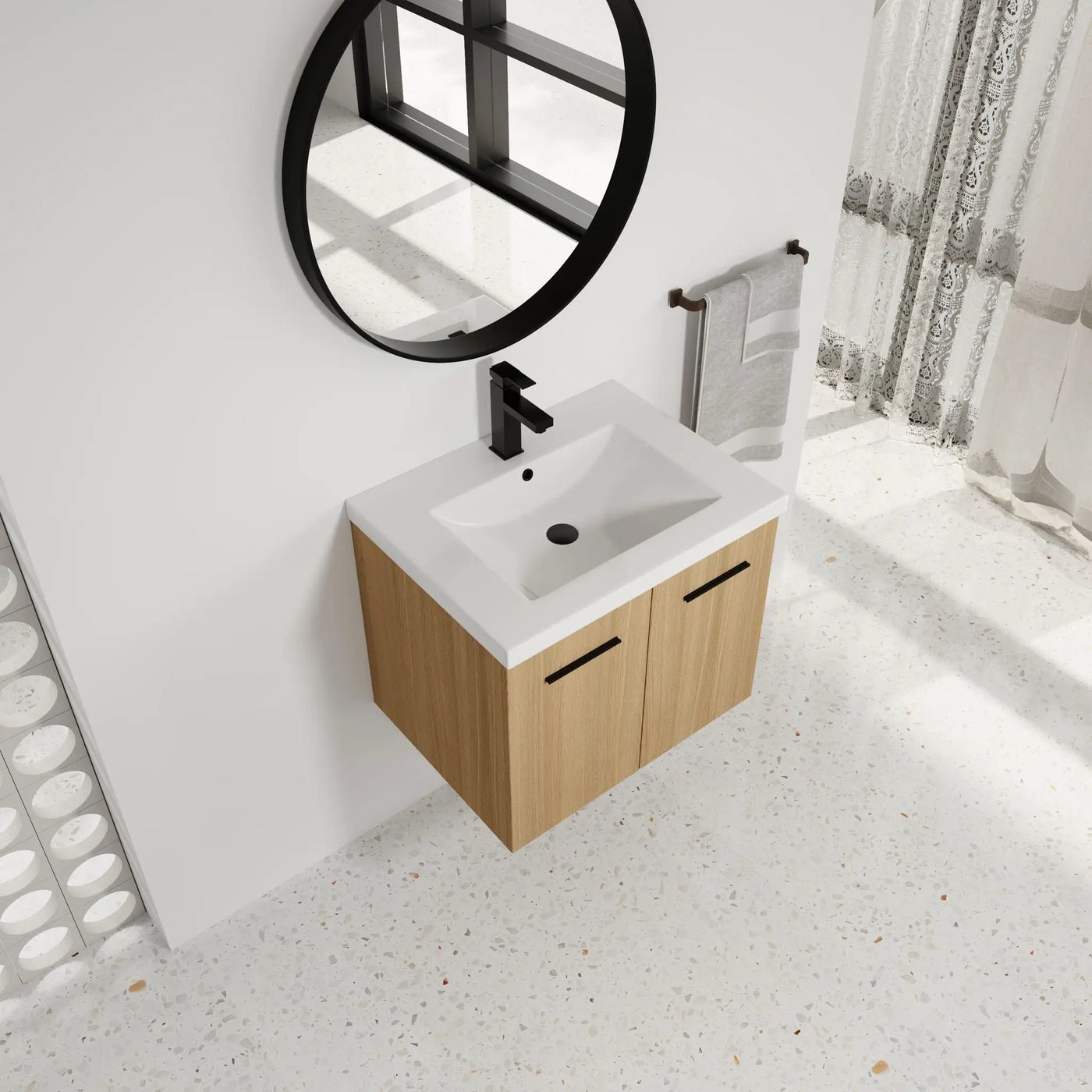Floating Bathroom Vanity With Sink, Wall Mounted Double Door Storage by Unique Piece Furniture