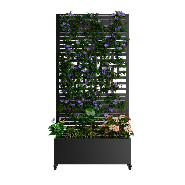 Metal Planter Box with Trellis, 73"x35"x16" Raised Garden Bed