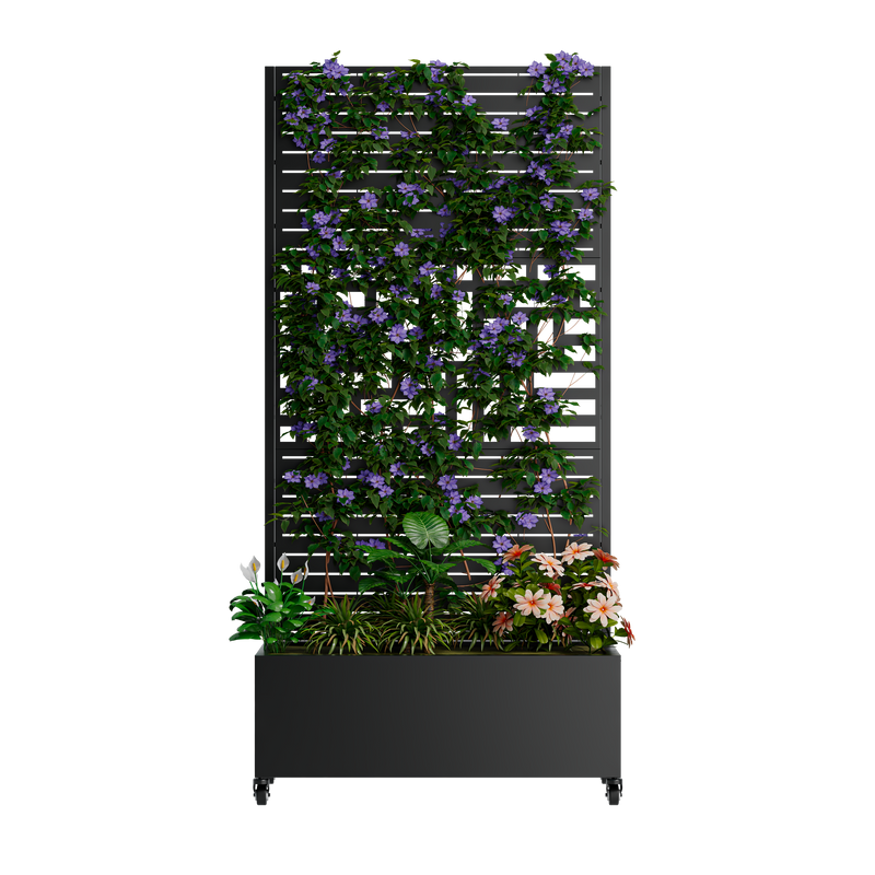 Metal Planter Box with Trellis, 73"x35"x16" Raised Garden Bed by HouseOfZazla