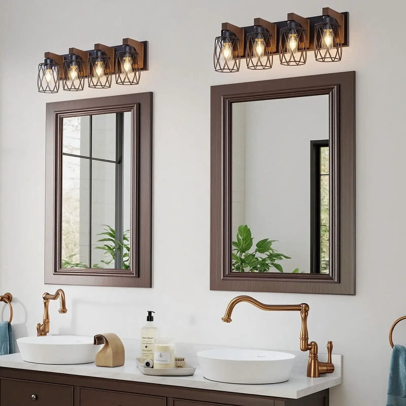 Bathroom Vanity Light, Wall Sconce With Cage Shade by HouseOfZazla