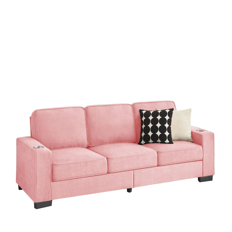 Modern Snowfleece Fabric 3 Seater Sofa With Cup Holder by HouseOfZazla