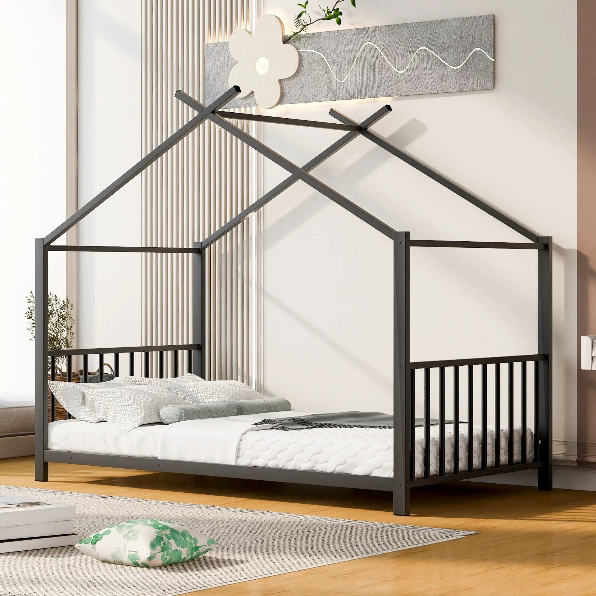Metal House Platform Bed With Modern Design And Durable Frame by HouseOfZazla