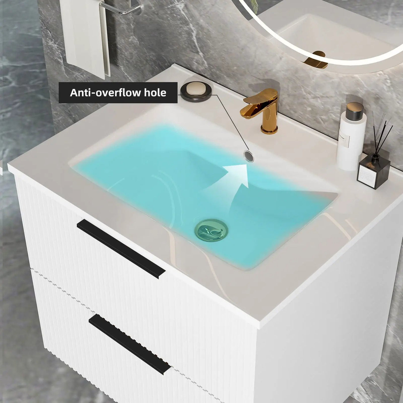 Modern Wall Mounted Floating Bathroom Vanity With Sink And Drawers by HouseOfZazla