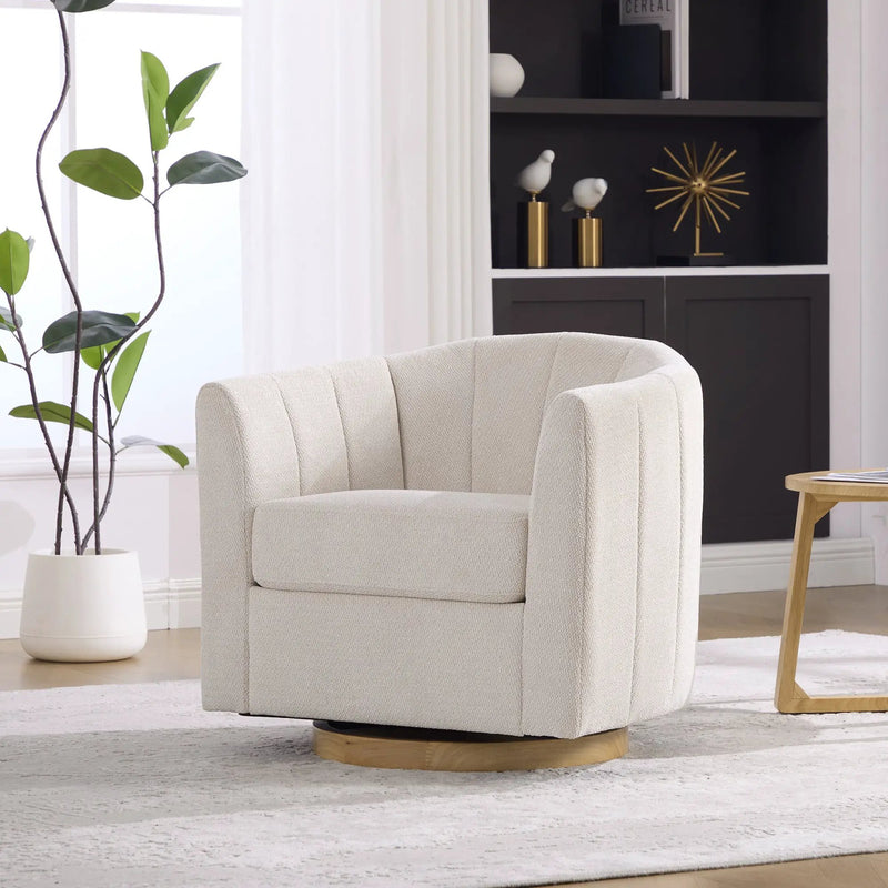 Upholstered Chenille Swivel Barrel Chair by HouseOfZazla