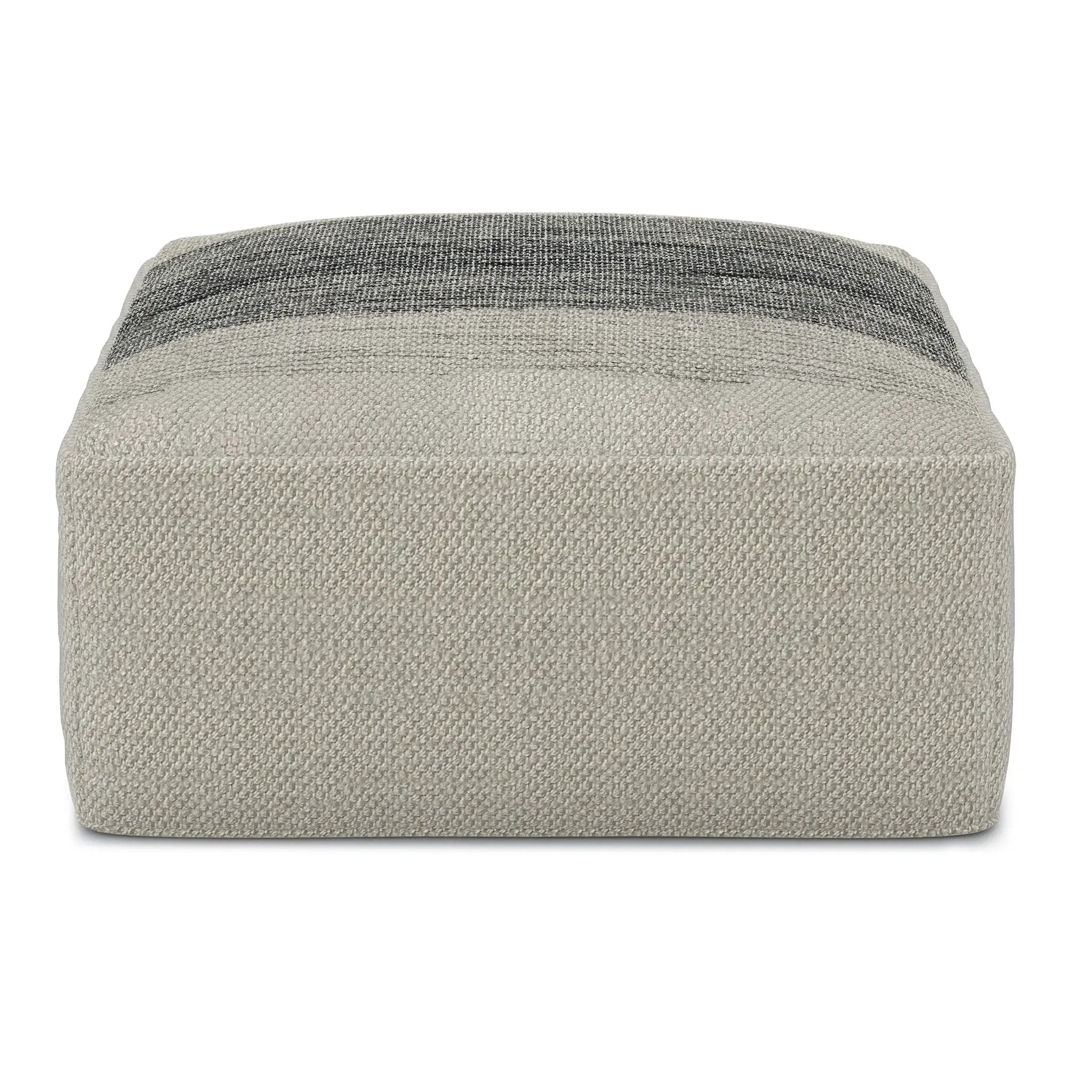 Sabella - Square Woven Outdoor / Indoor Pouf - Gray / White by Unique Piece Furniture