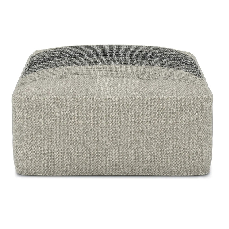 Sabella - Square Woven Outdoor / Indoor Pouf - Gray / White by HouseOfZazla
