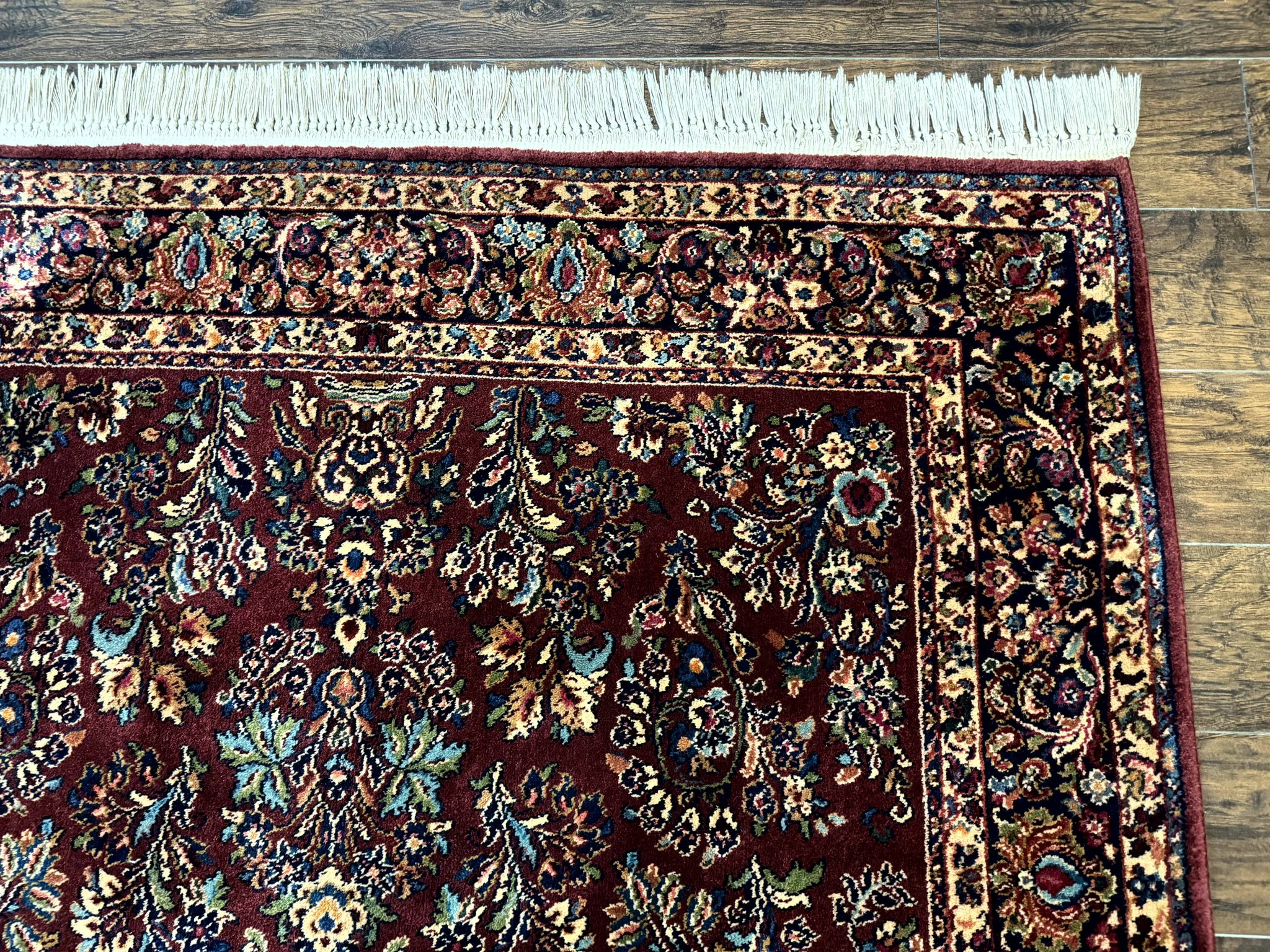 5.9 x 9 Karastan Rug Red Sarouk Rug #785, 100% Wile Pile Carpet, Original 700 Series, Vintage by Jewel Rugs