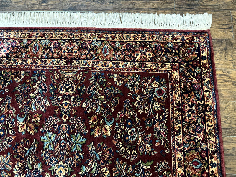 5.9 x 9 Karastan Rug Red Sarouk Rug #785, 100% Wile Pile Carpet, Original 700 Series, Vintage by Jewel Rugs