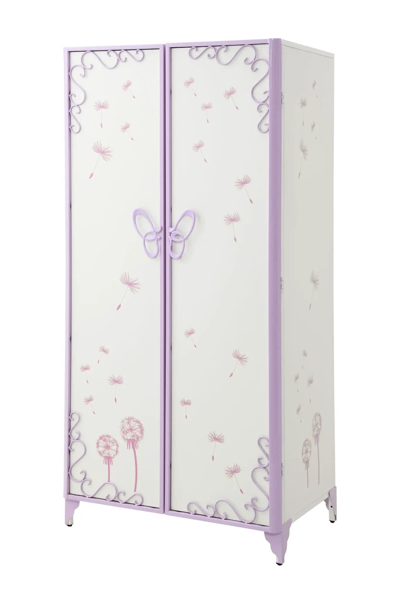 Priya II - Synthetic Leather Purple Wardrobe - Purple / White by Unique Piece Furniture