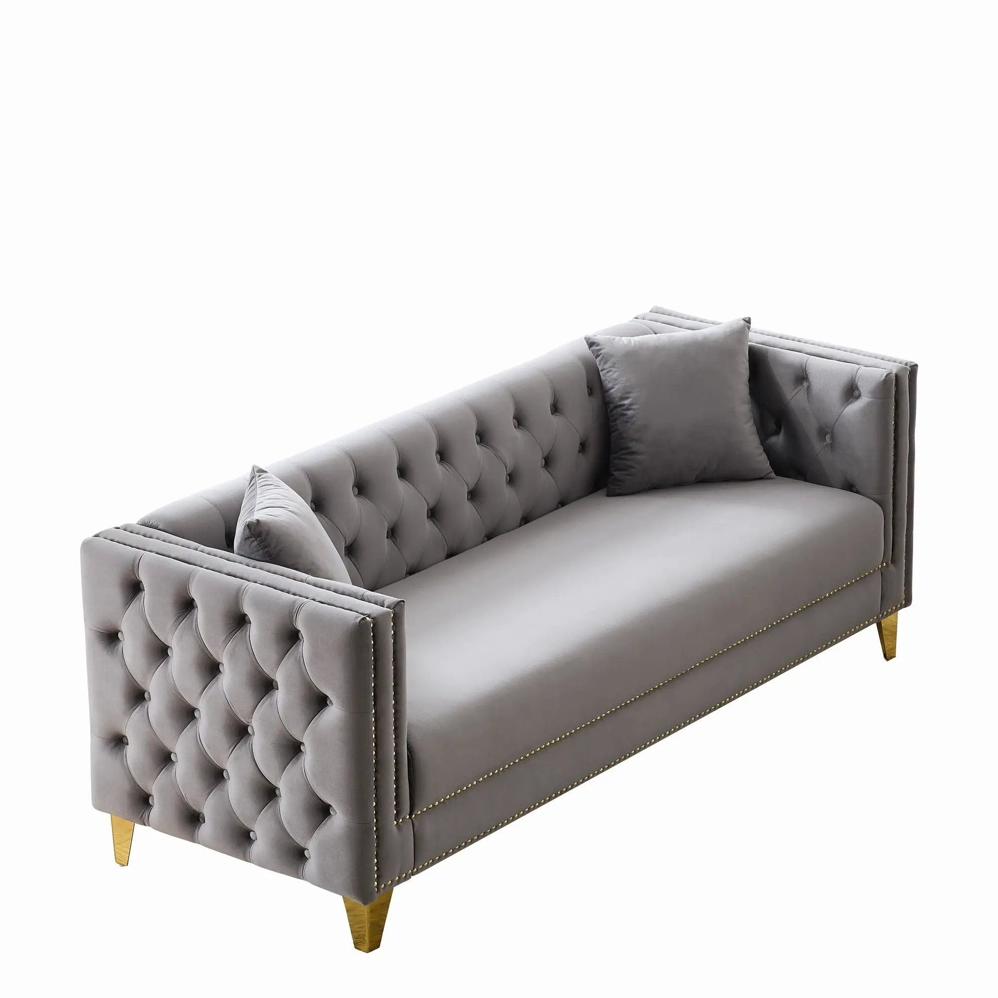 3 Seater Deep Seat Sofa, Sofa With Button Nailhead, Square Arm by Unique Piece Furniture