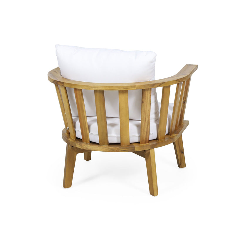 Outdoor Club Chair with Curved Backrest and Frame - White by HouseOfZazla