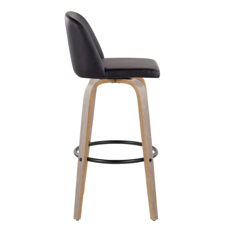 Toriano - Fixed Height Contemporary Barstool With Swivel With Round Footrest (Set of 2) by HouseOfZazla