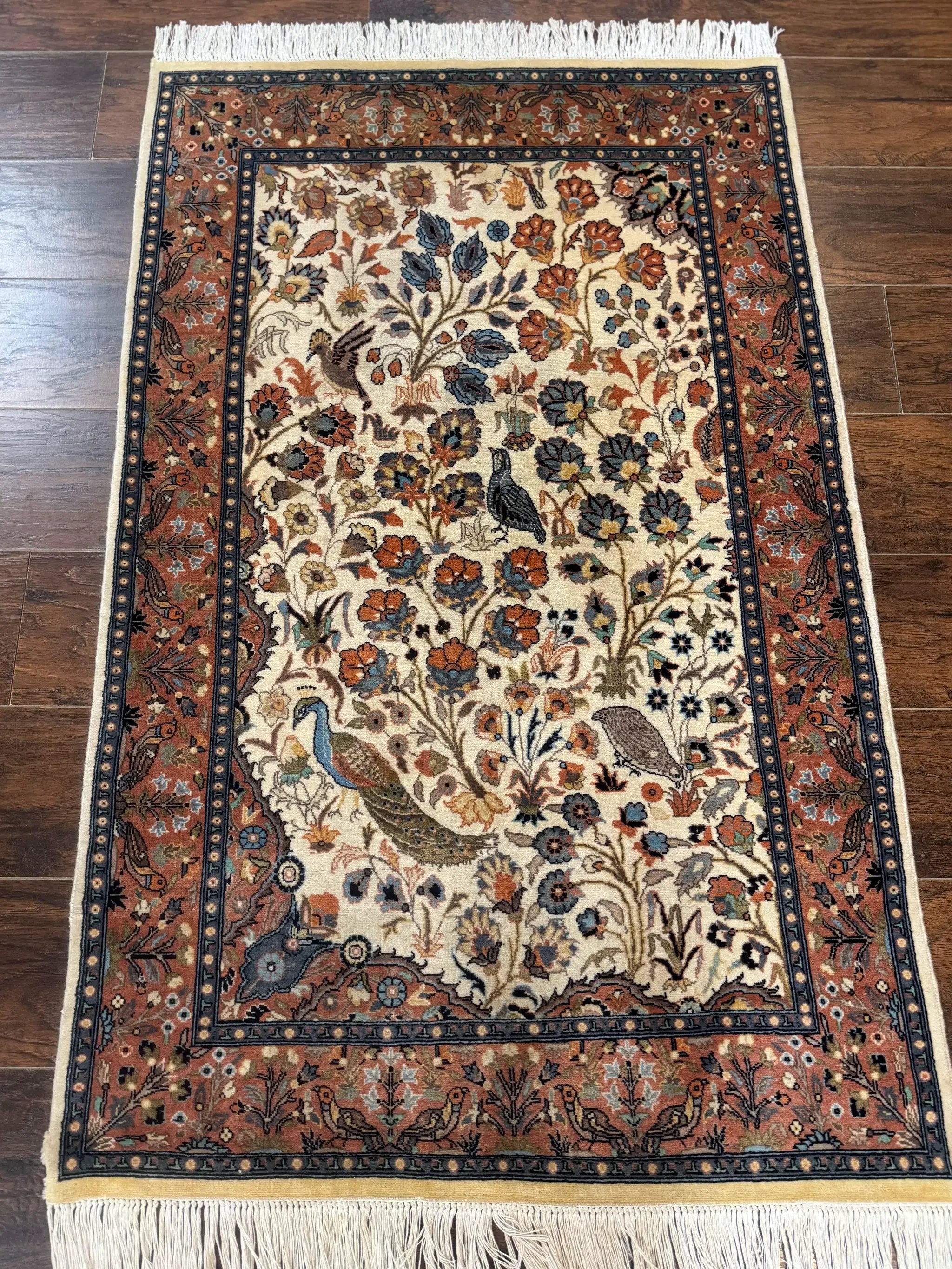 Small Pak Persian Rug 3x5, Peacock Birds Floral by Jewel Rugs