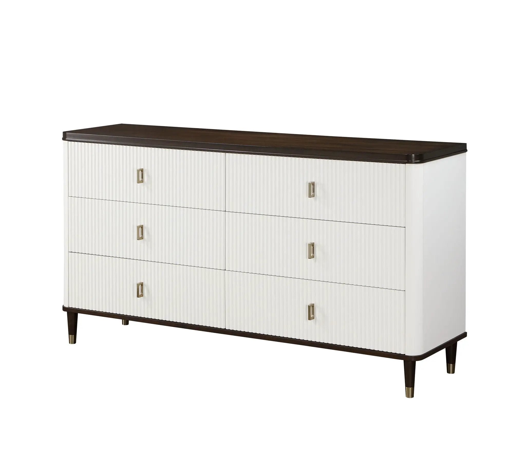 Carena - Dresser With Jewerly Tray - White / Walnut by Unique Piece Furniture