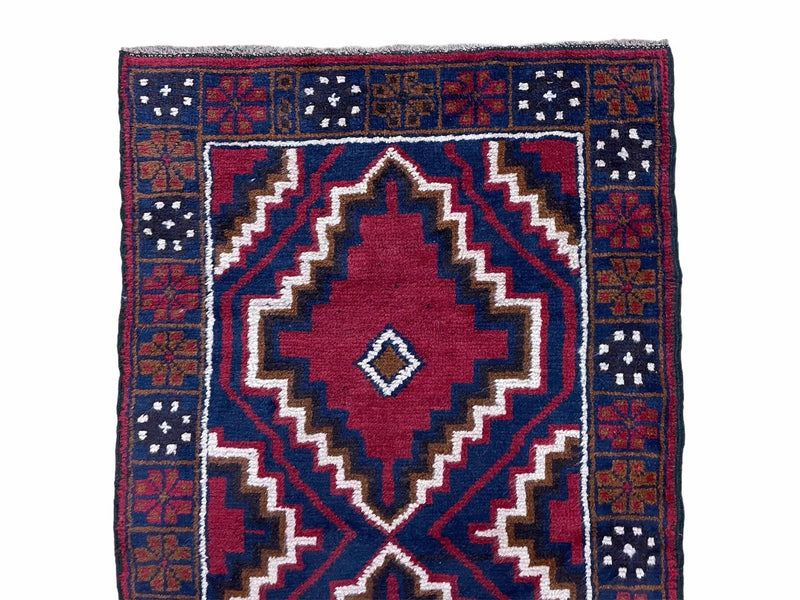 3 X 5 Vintage Handmade Tribal Wool Rug Balouchi Rug Afghan Rug Red Beige Nice by Jewel Rugs