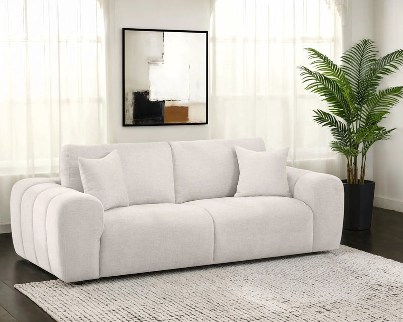 Burnett Chenille Upholstered Wide Arm Sofa Ivory by Unique Piece Furniture